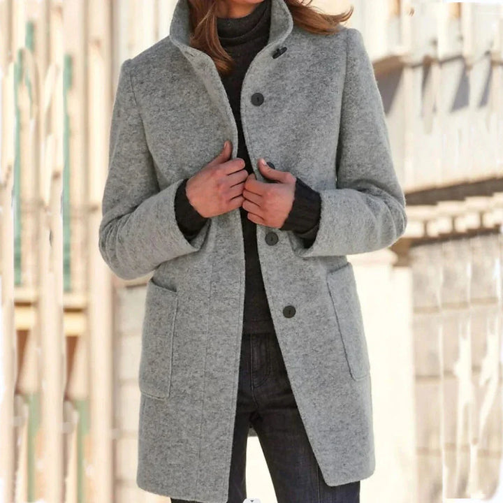 Lucy - Frauen Mantel Vintage Plain Knopf