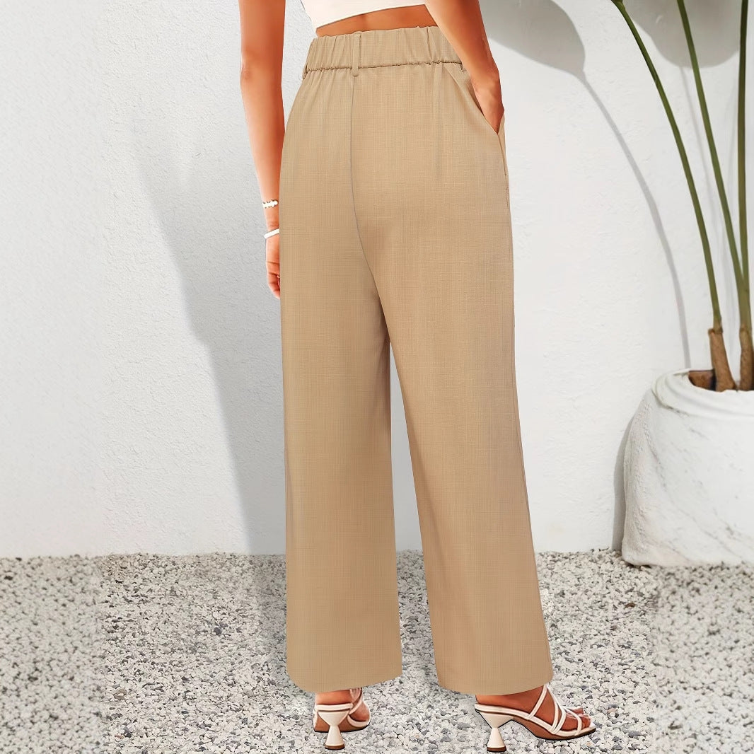 Pantaloni a vita alta ampi da donna con pieghe eleganti