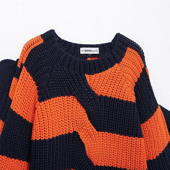 Maglione casual da donna con motivo a righe strutturato