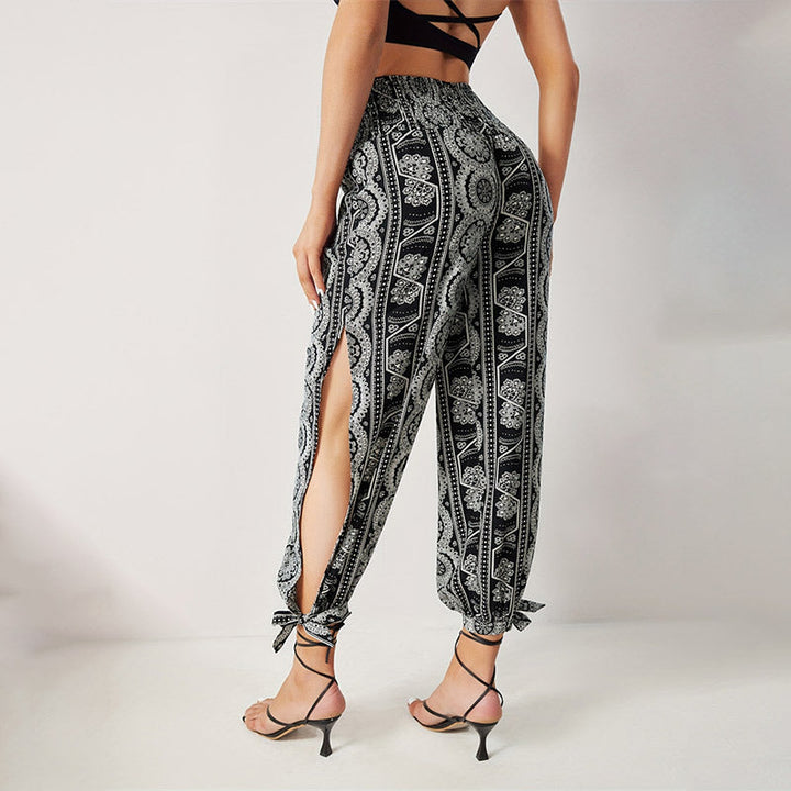 Pantaloni palazzo leggeri da donna con spacchi laterali e design etnico – leggerezza estiva e stile