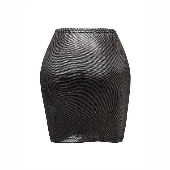 Gonna aderente da donna con nodo decorativo e finitura elegantemente lucida