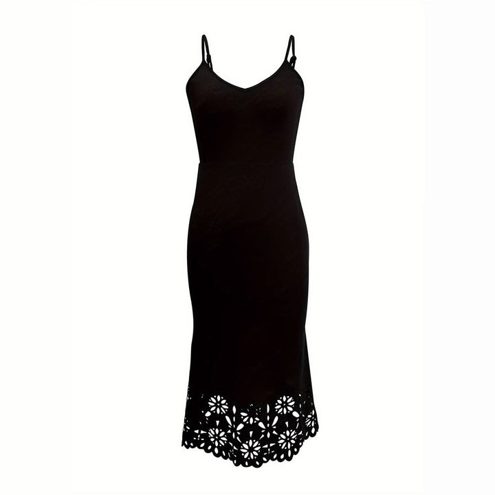 Abito midi aderente da donna con intagli floreali