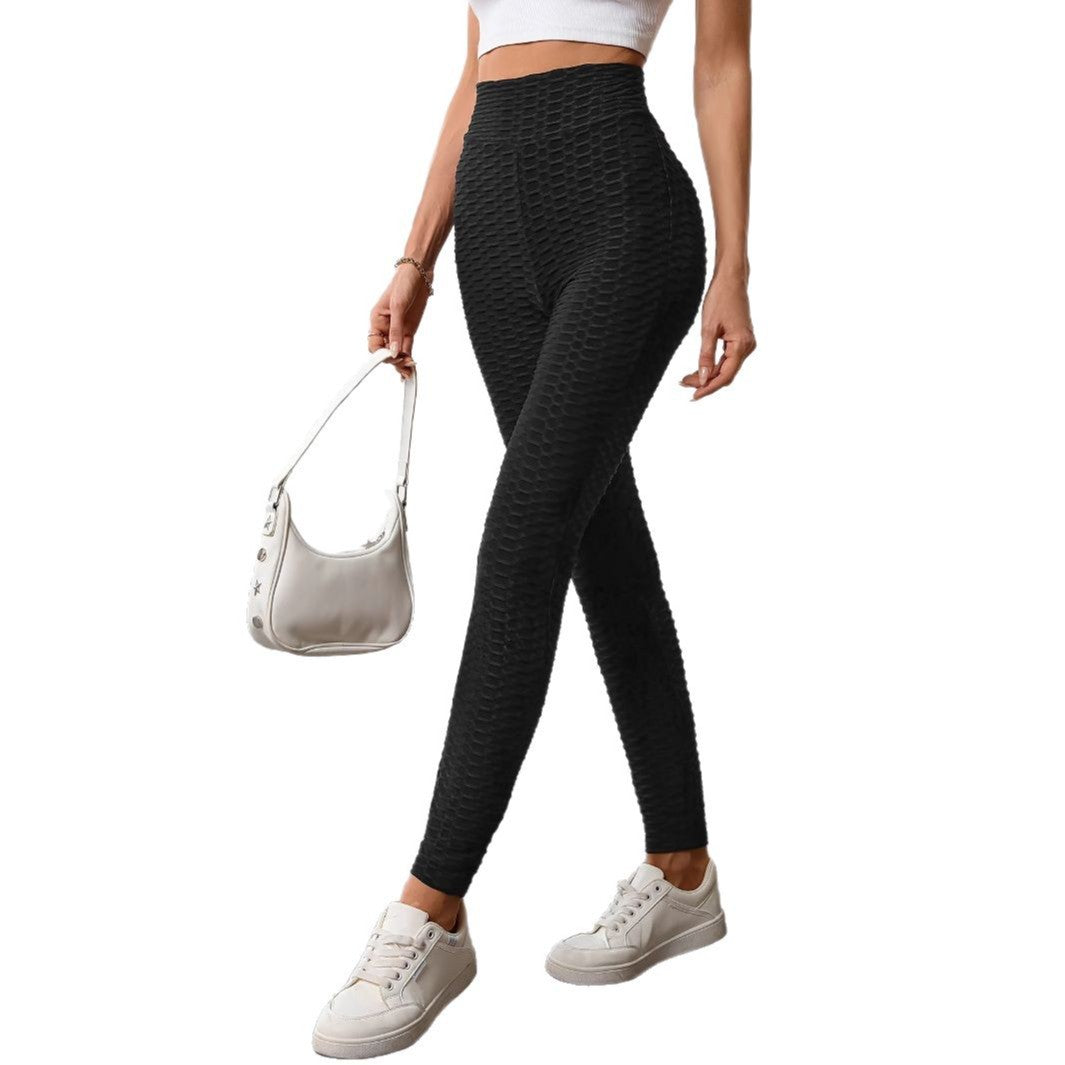 Leggings sportivi da donna a vita alta con superficie strutturata