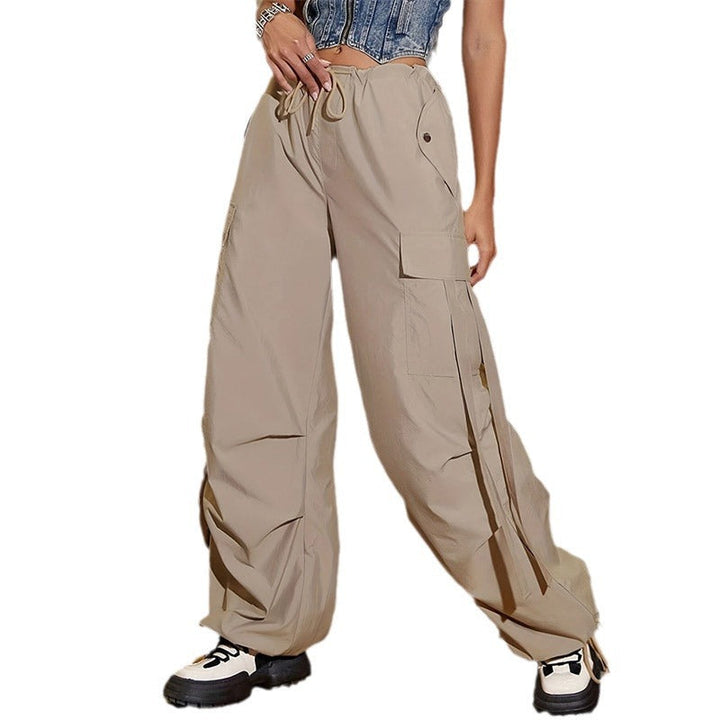 Pantalon cargo décontracté pour femmes avec ceinture élastique et poches latérales