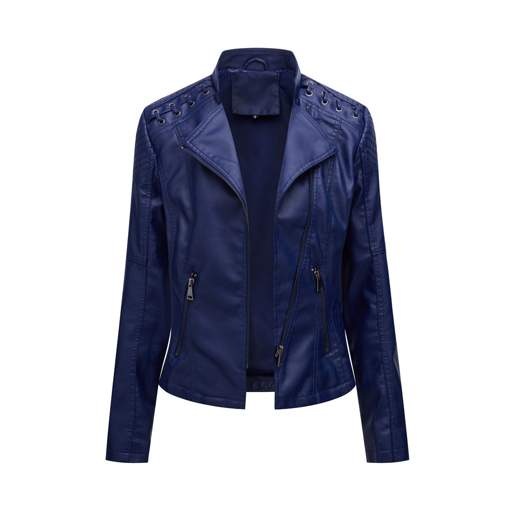 Casual Enganliegende Lederjacke Mit Schulternaht für Damen | Perfekt für Lässige Tage