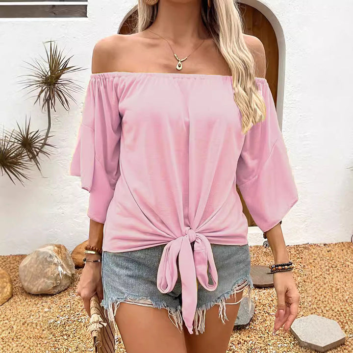 Women's off-shoulder top with stylish knot detail and airy sleeves
