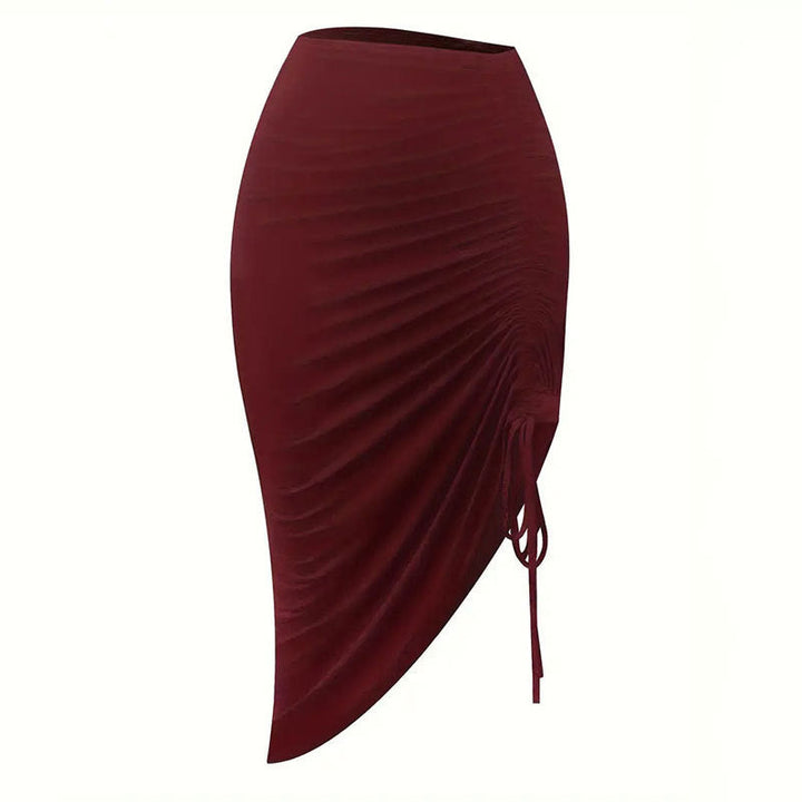 Gonna a portafoglio elegante da donna con motivo floreale e dettagli arricciati – gonna estiva femminile con spacco