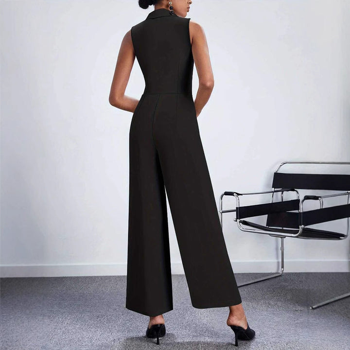 Top avvolgente elegante da donna con pantaloni a gamba larga