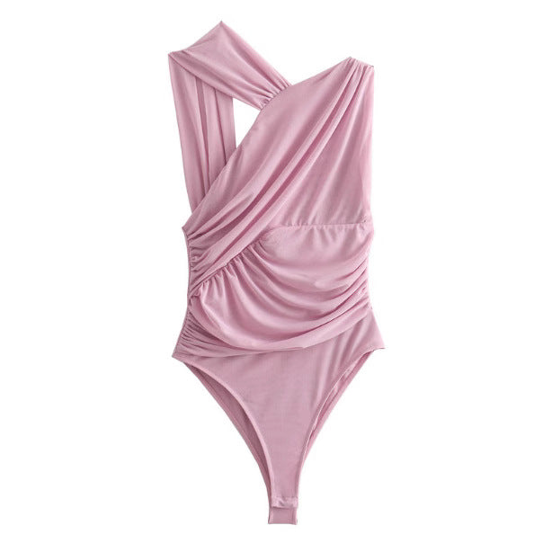 Elegante costume da bagno da donna con design avvolgente e dettaglio modellante