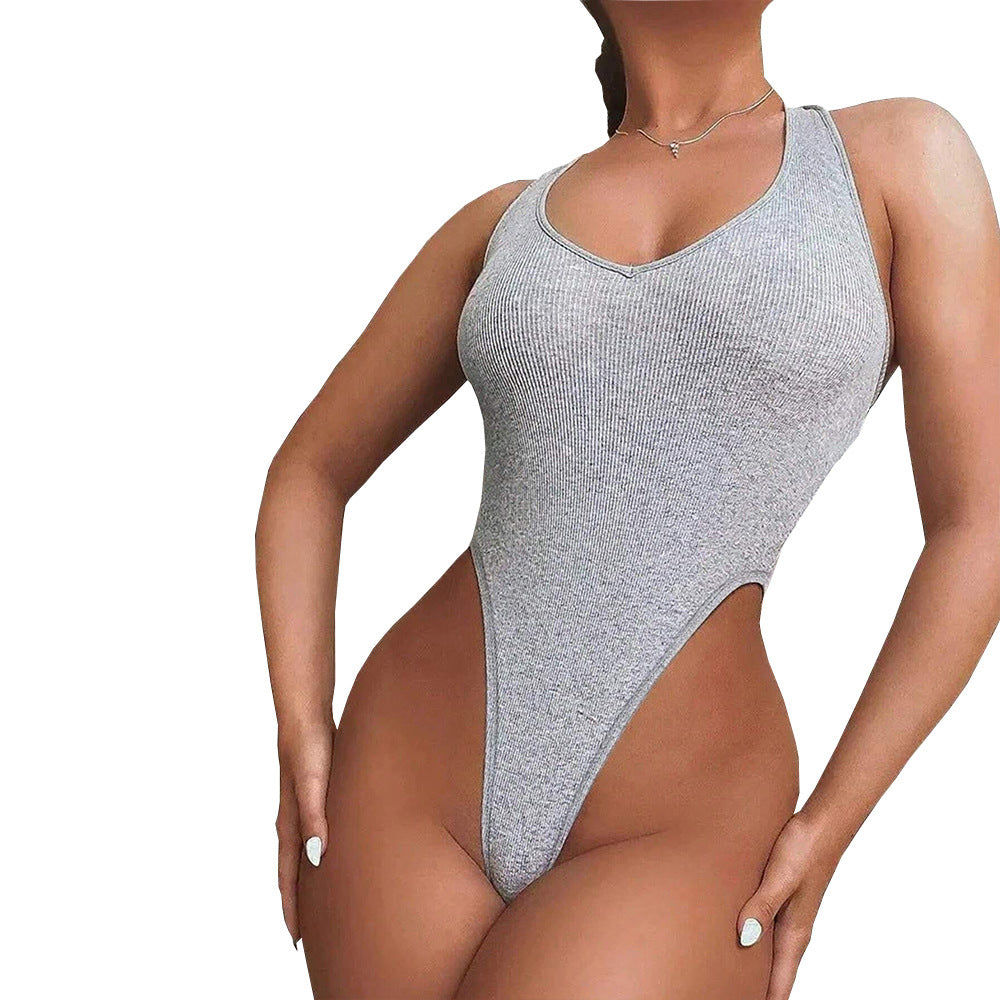 Specchio da bagno da donna con scollatura profonda e spacco alto sulla gamba