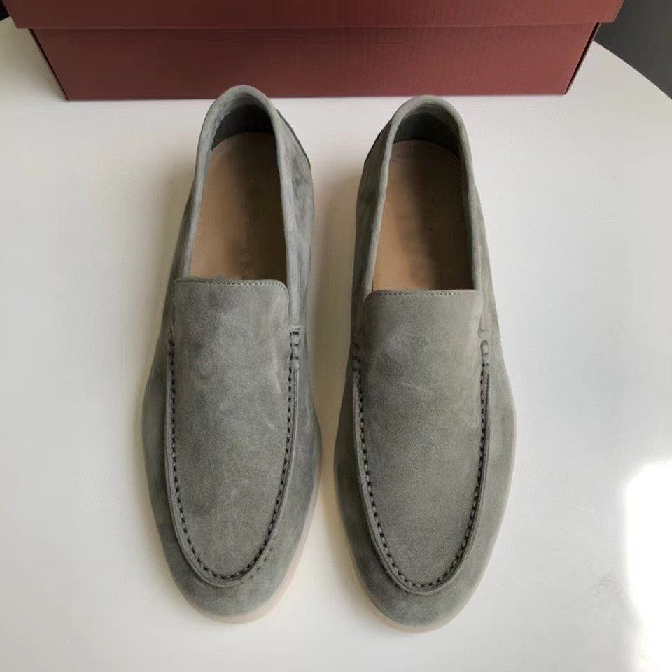 Elegant men's loafers made of suede – Comfortable slip-on casual shoes with non-slip sole