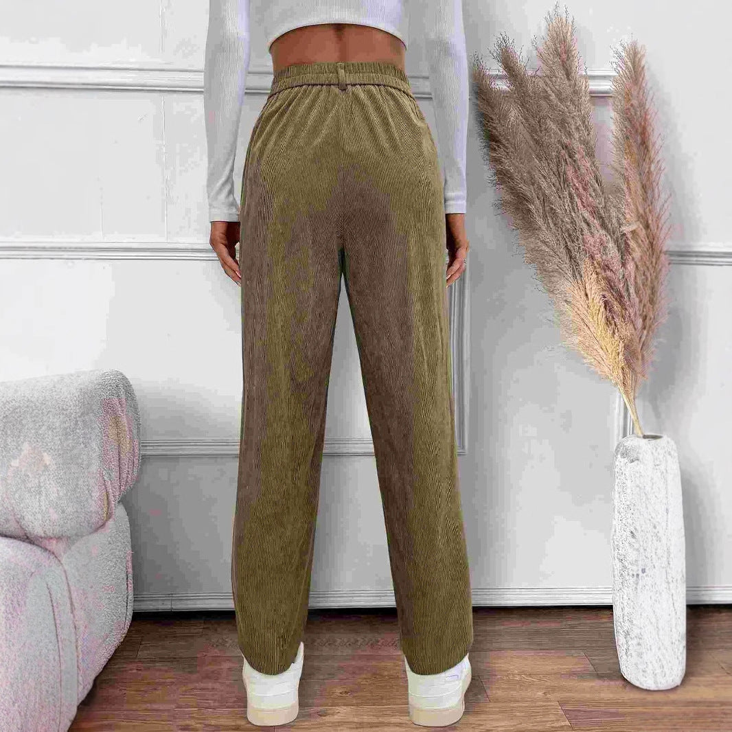 Pantaloni in velluto a coste da donna con taglio confortevole e tasche eleganti