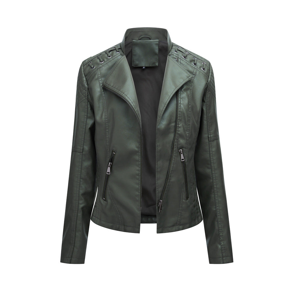 Casual Enganliegende Lederjacke Mit Schulternaht für Damen | Perfekt für Lässige Tage