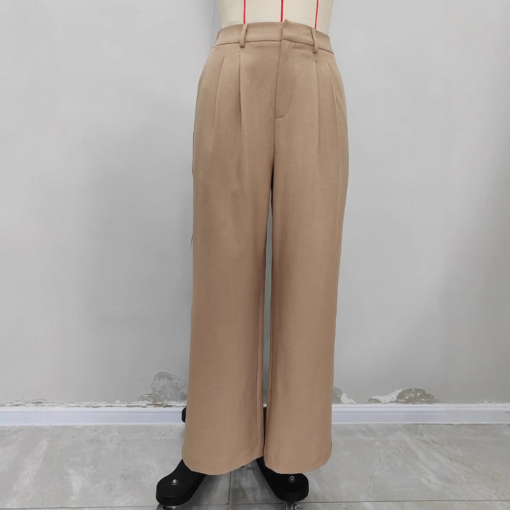Pantaloni a vita alta ampi da donna con pieghe eleganti