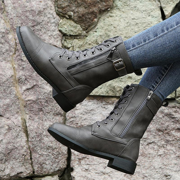 Kunstleder Stiefeletten mit Reißverschluss für Damen | Perfekt für den Alltag