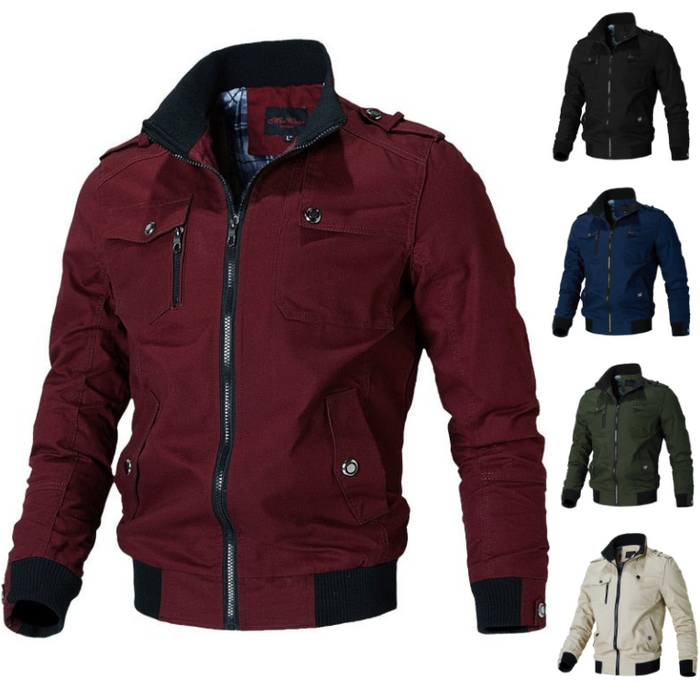 Veste de transition pour homme style pilote – Blouson aviateur coupe-vent avec fermeture éclair et col montant