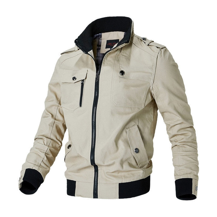 Veste de transition pour homme style pilote – Blouson aviateur coupe-vent avec fermeture éclair et col montant