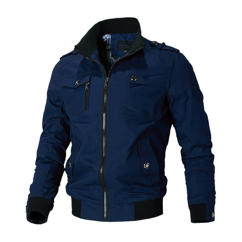 Veste de transition pour homme style pilote – Blouson aviateur coupe-vent avec fermeture éclair et col montant