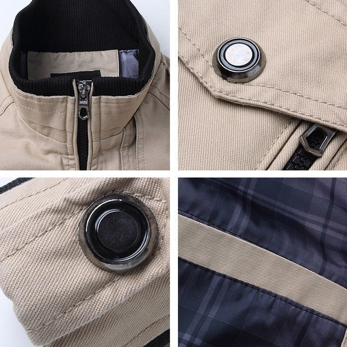 Veste de transition pour homme style pilote – Blouson aviateur coupe-vent avec fermeture éclair et col montant