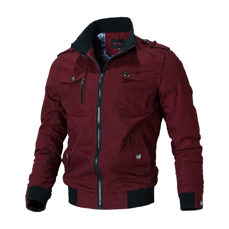 Veste de transition pour homme style pilote – Blouson aviateur coupe-vent avec fermeture éclair et col montant
