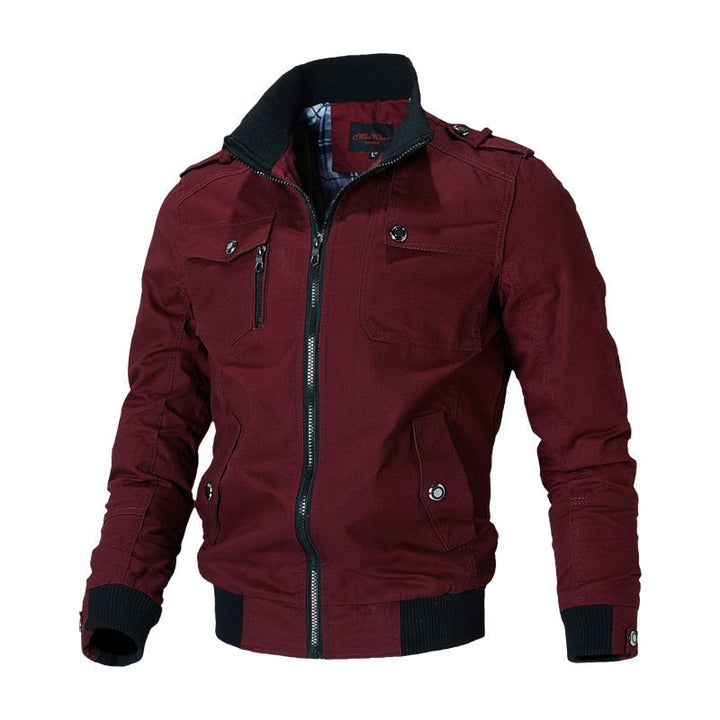 Veste de transition pour homme style pilote – Blouson aviateur coupe-vent avec fermeture éclair et col montant