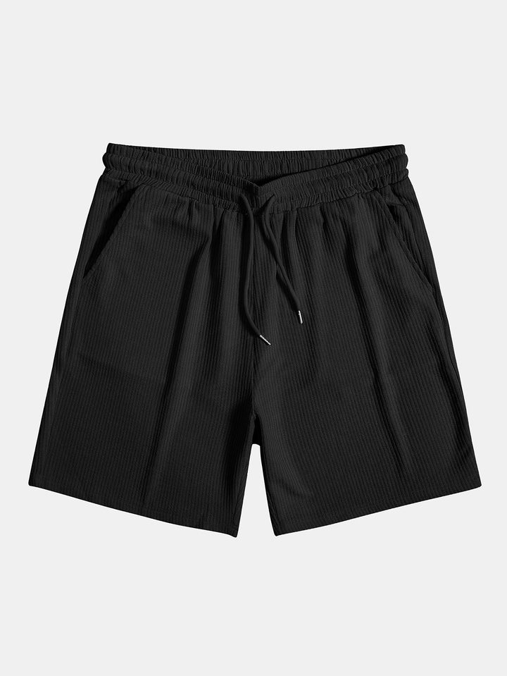 Ensemble d'été homme 2 pièces – T-shirt à manches courtes avec fermeture éclair & short en tissu côtelé