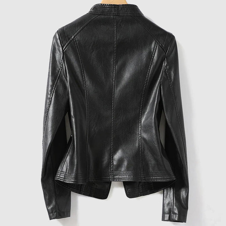 Elegante Lederjacke Mit Reißverschluss Für Damen | Ideal für Alltag