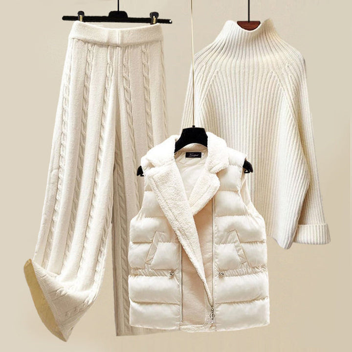 Ensemble costume avec pull et gilet chaud