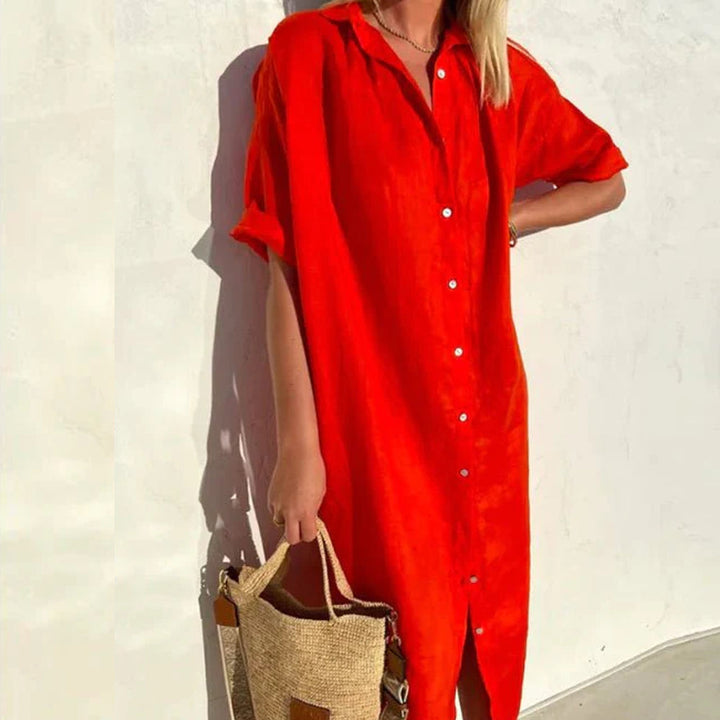 Kira - Abito camicia monocolore in cotone