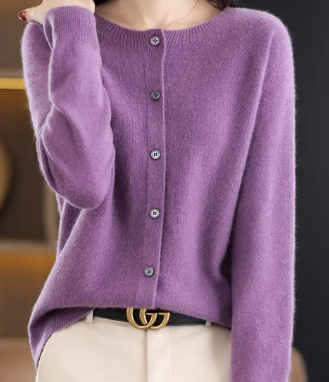 Rochelle - Cardigan à col en O Pull pour femme