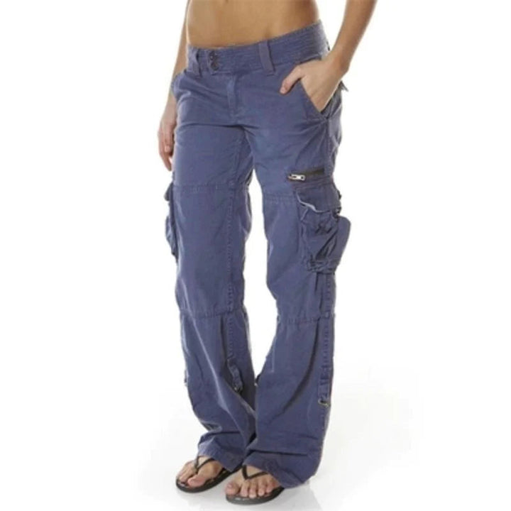 Pantaloni cargo da donna con gamba larga – pantaloni utility a vita bassa con tasche laterali nello stile street Y2K