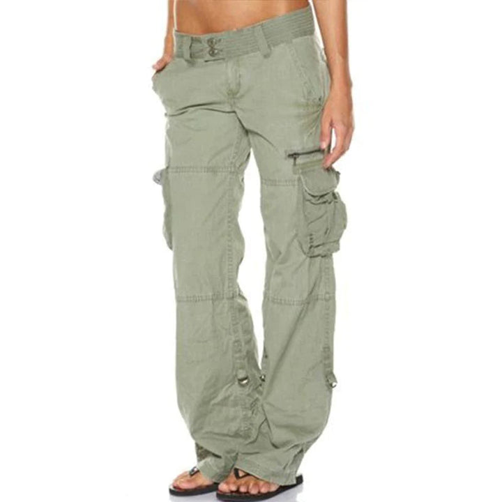 Pantaloni cargo da donna con gamba larga – pantaloni utility a vita bassa con tasche laterali nello stile street Y2K
