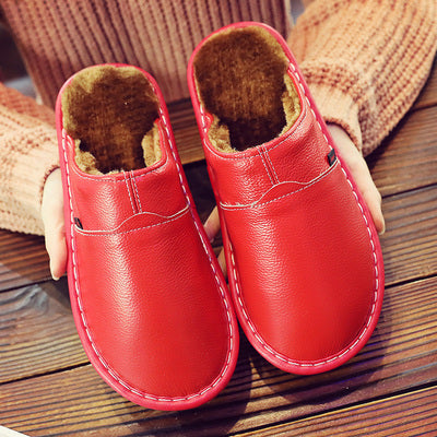 Korey - Pantoufles pour hommes marron imperméables en cuir