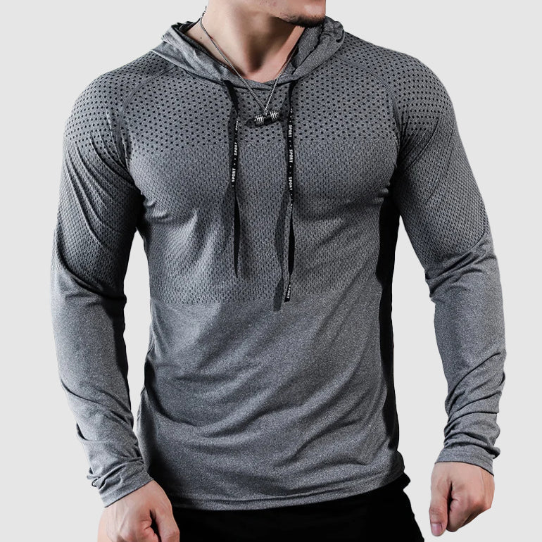 Herren Sport Hoodie – Atmungsaktives Langarmshirt mit Kapuze für Training & Freizeit