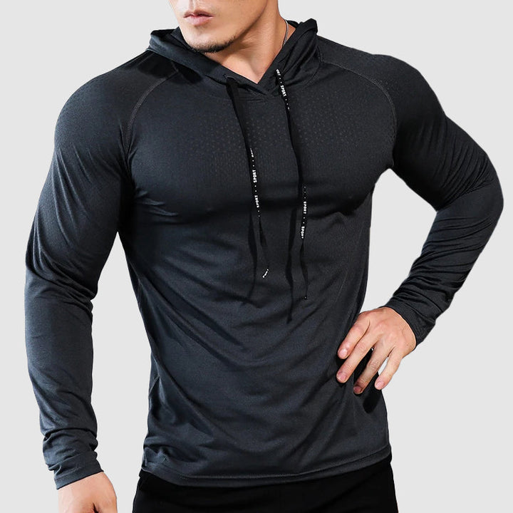 Herren Sport Hoodie – Atmungsaktives Langarmshirt mit Kapuze für Training & Freizeit