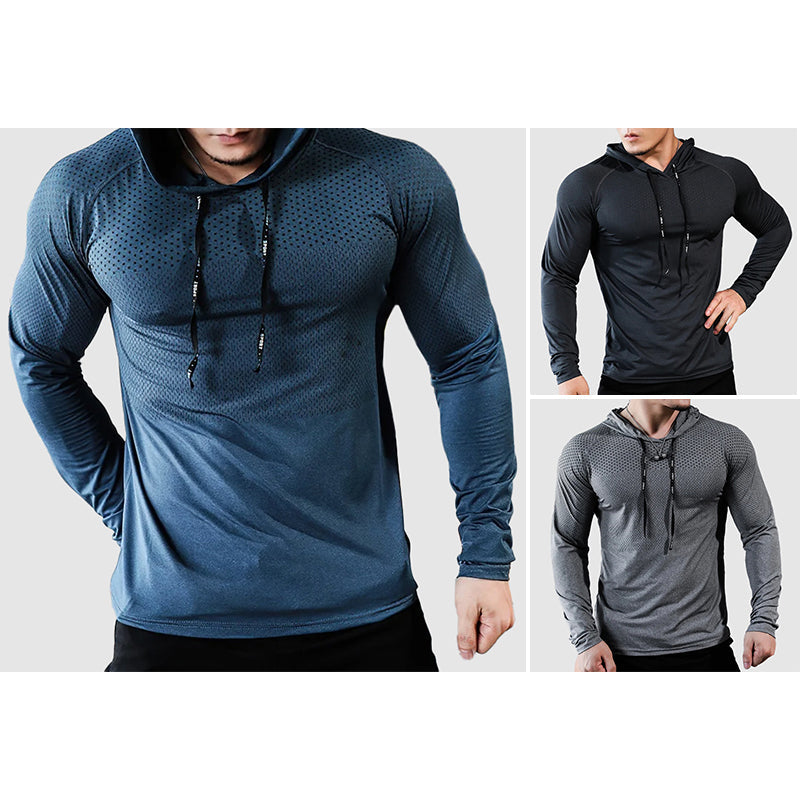 Herren Sport Hoodie – Atmungsaktives Langarmshirt mit Kapuze für Training & Freizeit