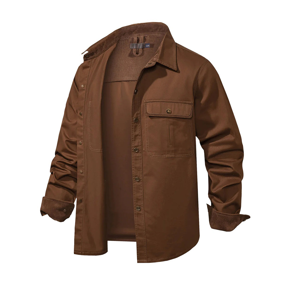 Chemise utilitaire robuste pour hommes avec poches poitrine – Chemise de travail à manches longues au look outdoor pour le quotidien et les loisirs