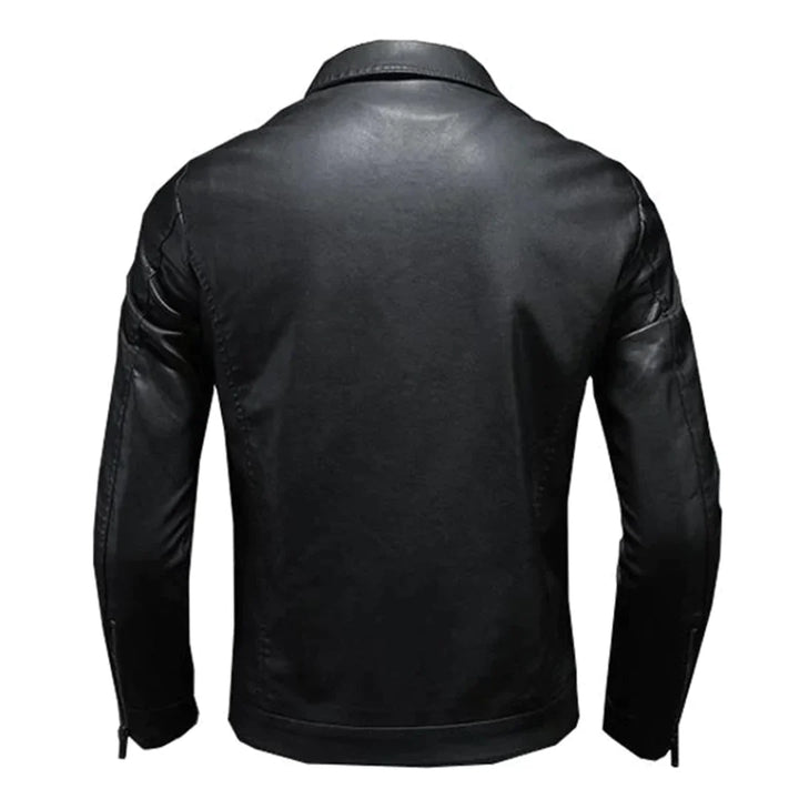 Veste en cuir homme slim fit – veste biker avec fermeture éclair et poches poitrine style streetwear
