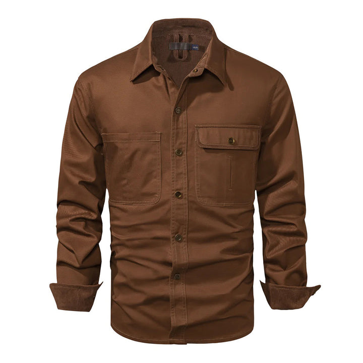Chemise utilitaire robuste pour hommes avec poches poitrine – Chemise de travail à manches longues au look outdoor pour le quotidien et les loisirs