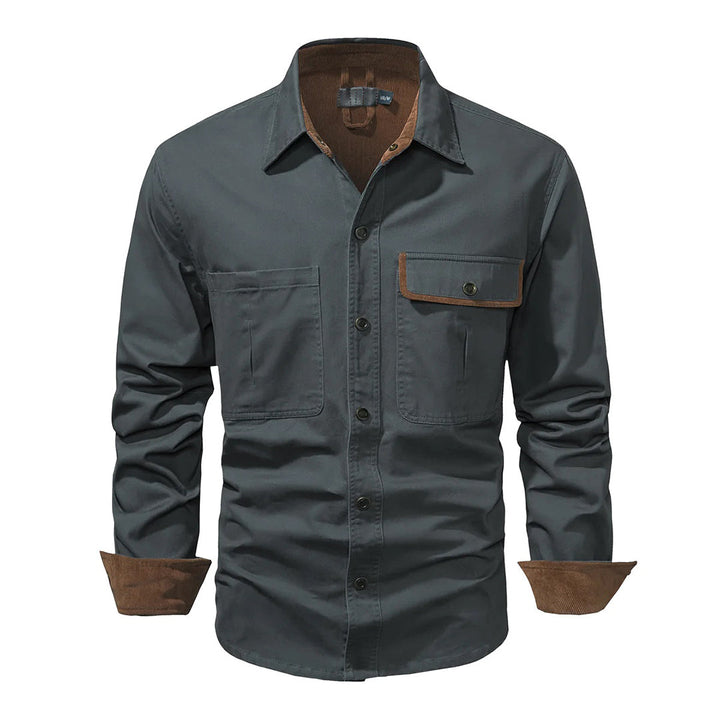 Chemise utilitaire robuste pour hommes avec poches poitrine – Chemise de travail à manches longues au look outdoor pour le quotidien et les loisirs