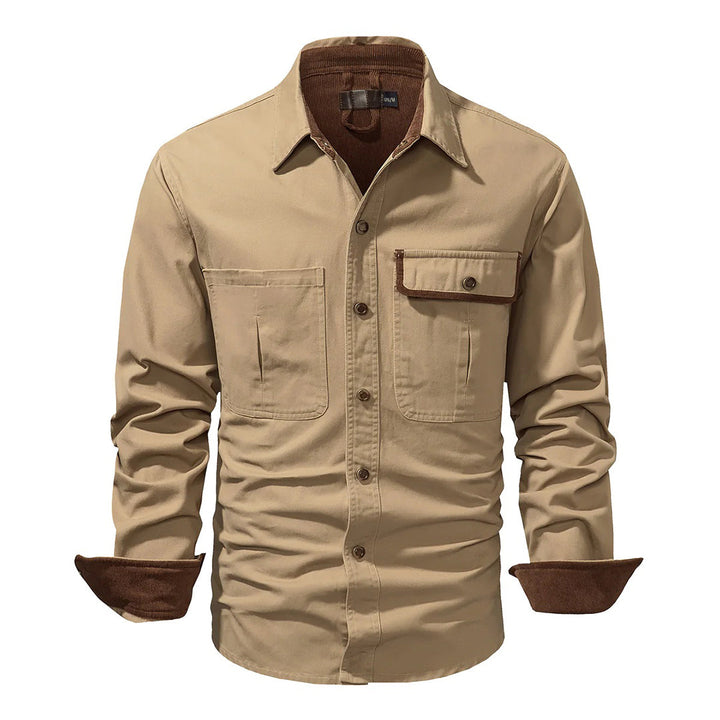 Chemise utilitaire robuste pour hommes avec poches poitrine – Chemise de travail à manches longues au look outdoor pour le quotidien et les loisirs