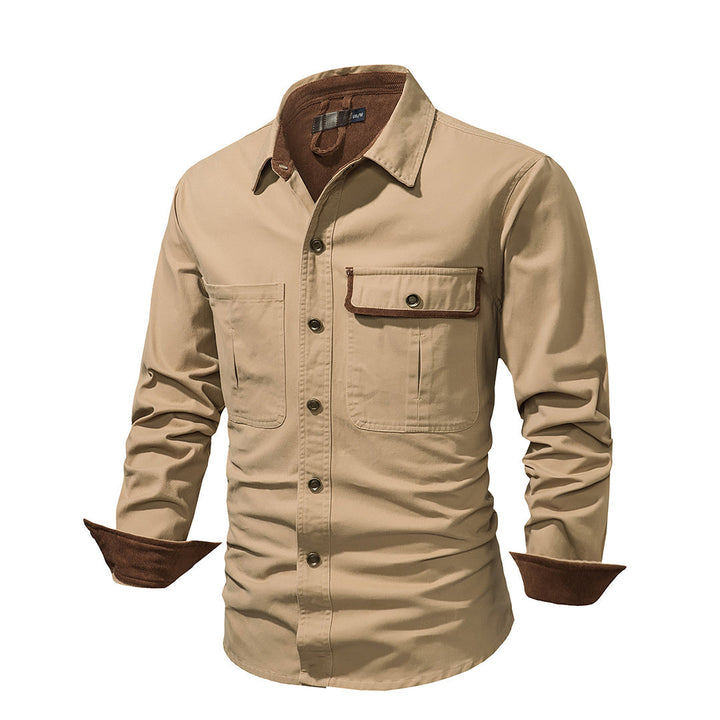 Chemise utilitaire robuste pour hommes avec poches poitrine – Chemise de travail à manches longues au look outdoor pour le quotidien et les loisirs