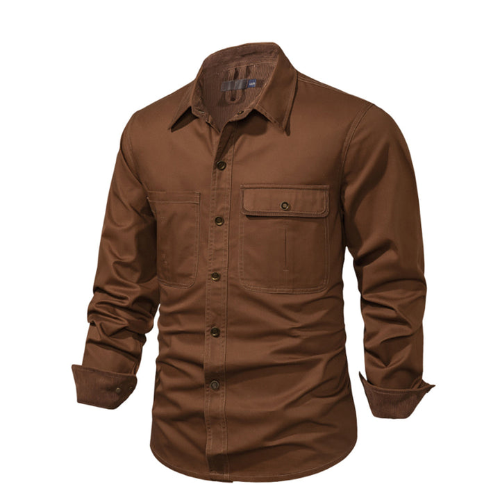 Chemise utilitaire robuste pour hommes avec poches poitrine – Chemise de travail à manches longues au look outdoor pour le quotidien et les loisirs