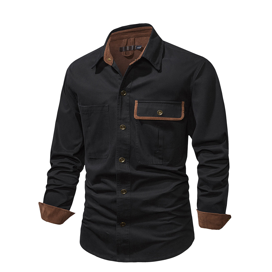 Chemise utilitaire robuste pour hommes avec poches poitrine – Chemise de travail à manches longues au look outdoor pour le quotidien et les loisirs
