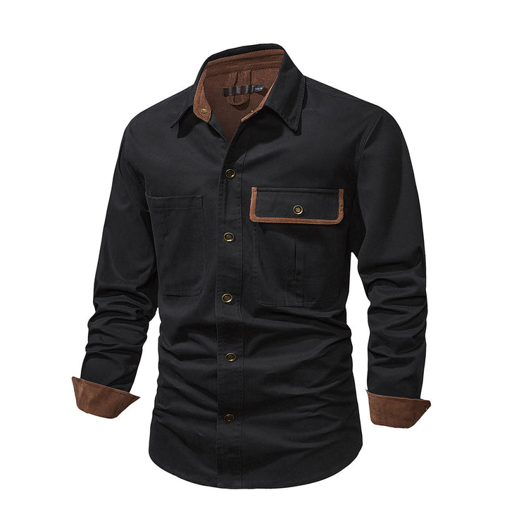 Chemise utilitaire robuste pour hommes avec poches poitrine – Chemise de travail à manches longues au look outdoor pour le quotidien et les loisirs