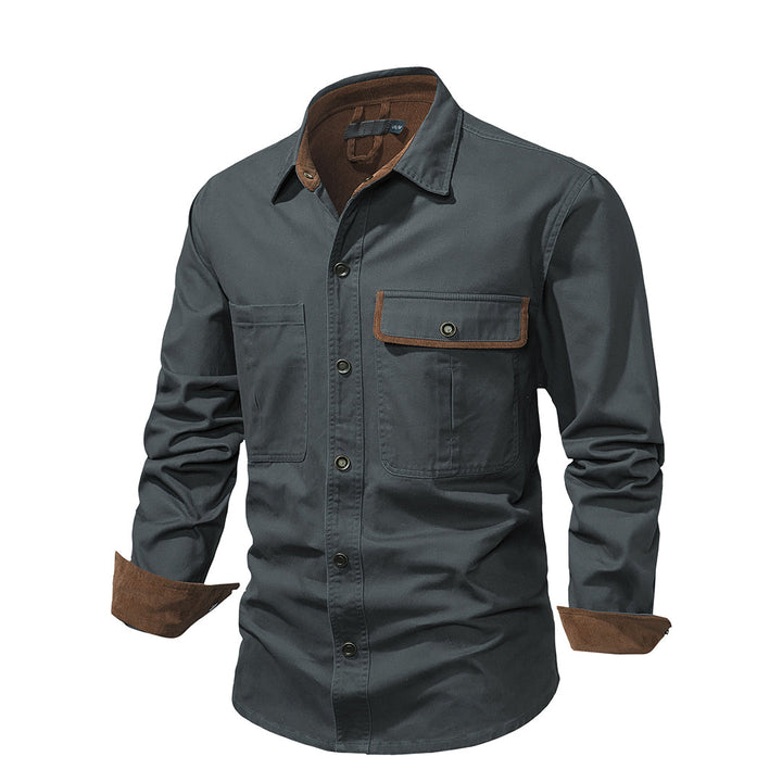 Chemise utilitaire robuste pour hommes avec poches poitrine – Chemise de travail à manches longues au look outdoor pour le quotidien et les loisirs