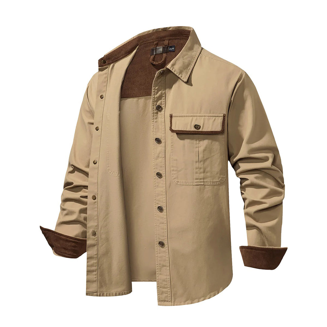 Chemise utilitaire robuste pour hommes avec poches poitrine – Chemise de travail à manches longues au look outdoor pour le quotidien et les loisirs