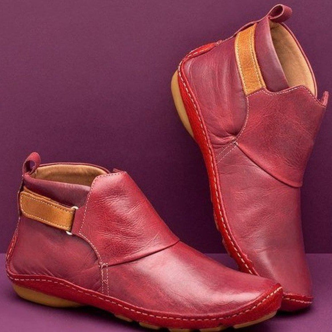 Bottines de loisirs pour hommes en cuir synthétique – Chaussures slip-on confortables avec fermeture à scratch et semelle flexible