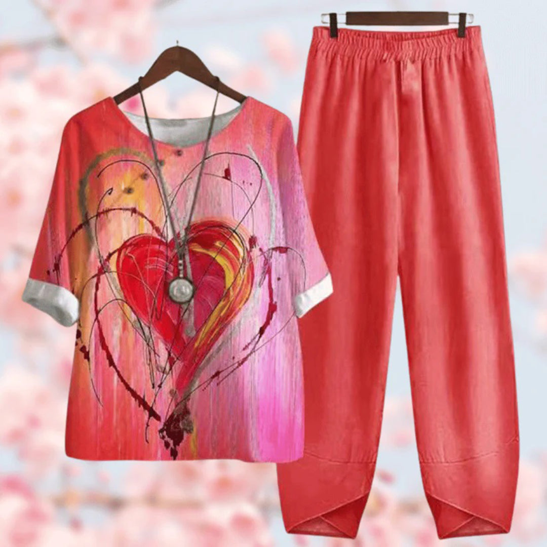 Set da donna in due pezzi con maglietta floreale e pantaloni larghi – Look casual leggero boho per primavera & estate