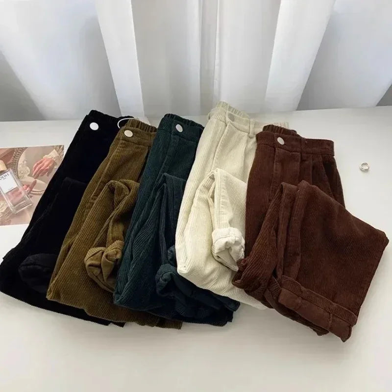 Mia - Pantalon en velours côtelé stylé avec taille haute